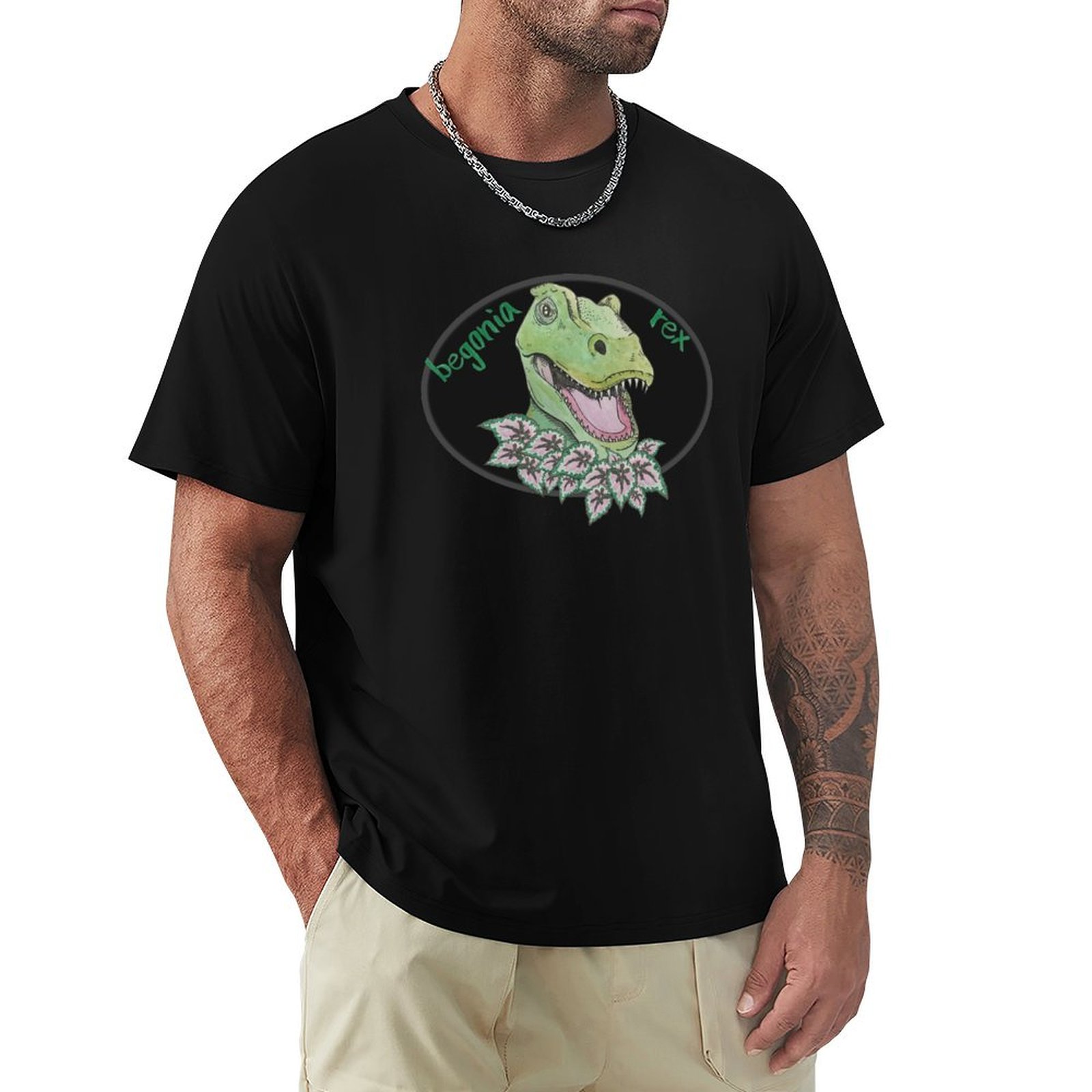 Begonia Rex - T-レックス柄のベゴニアTシャツ、メンズTシャツ、グラフィックTシャツ