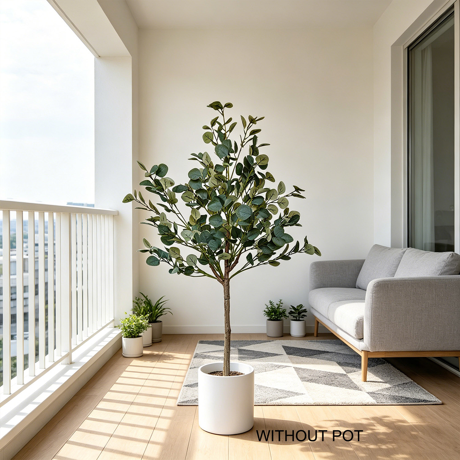 Dracaena Marginata - 140cm人工ユーカリ植物、UV耐性のあるフェイクプラント、屋内外用人工植物、家庭の庭、バルコニー、リビングルームの装飾に。