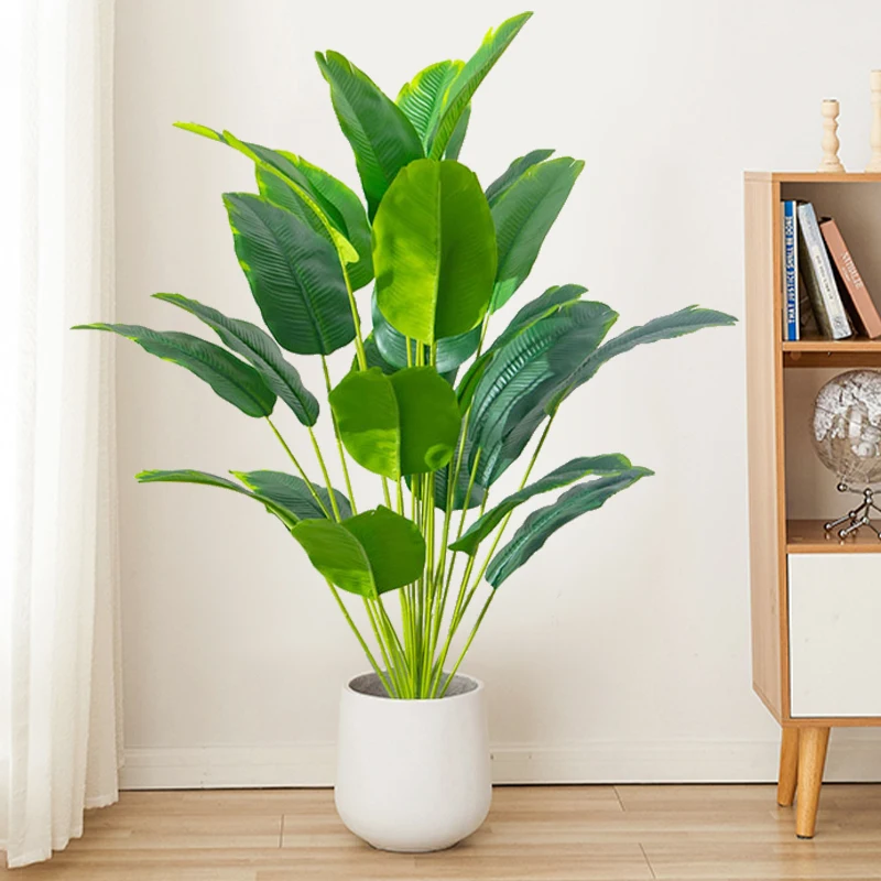 Dracaena Marginata - 1個 人工観葉植物 大型 熱帯ヤシの木 フェイクバナナの葉 本物のような質感のプラスチック製