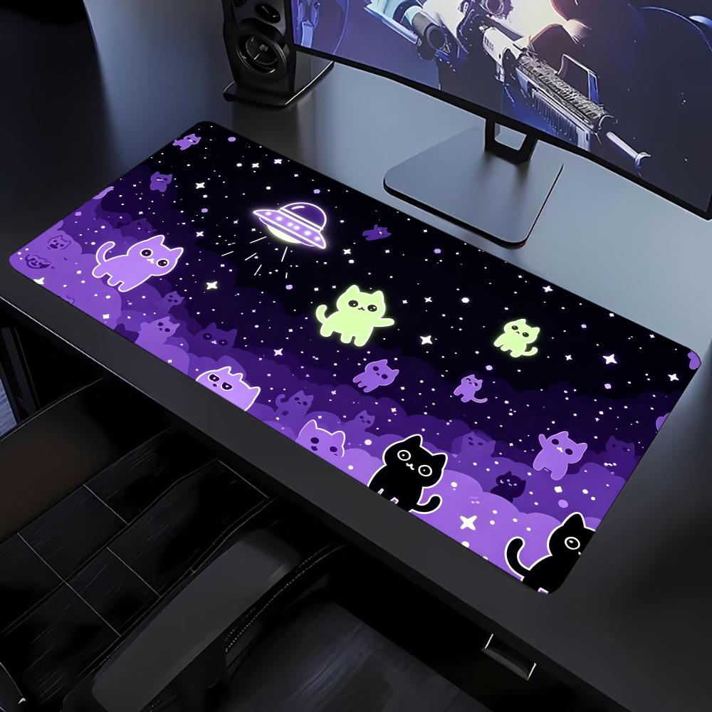 パステルパープルの星柄スペースキャットグラフィック大型拡張マ - Tradescantia Purple のレビューと価格