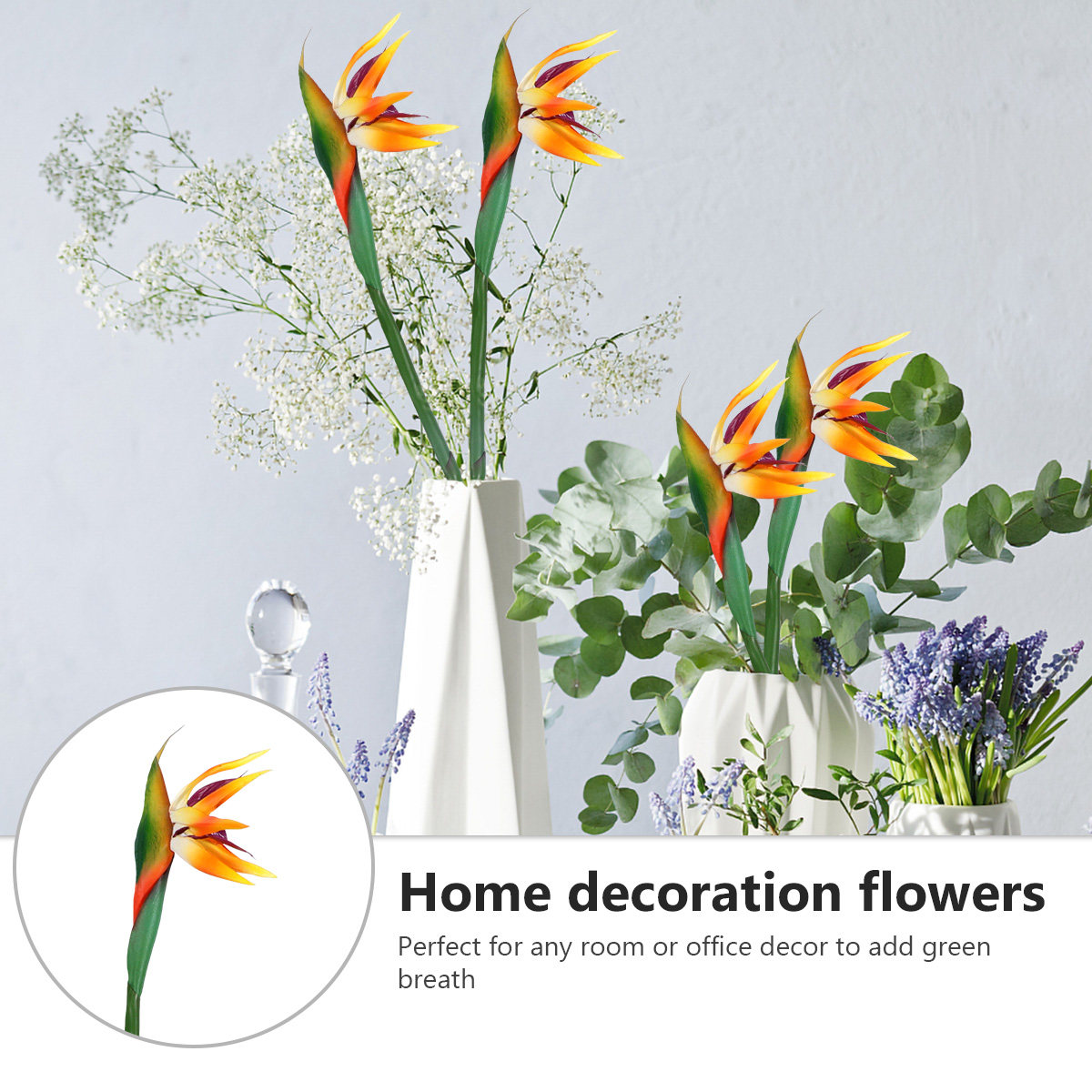 リアルタッチの造花、スレリツィア（鳥の楽園の花）、柔らかい茎 - Bird Paradise Strelitzia のレビューと価格