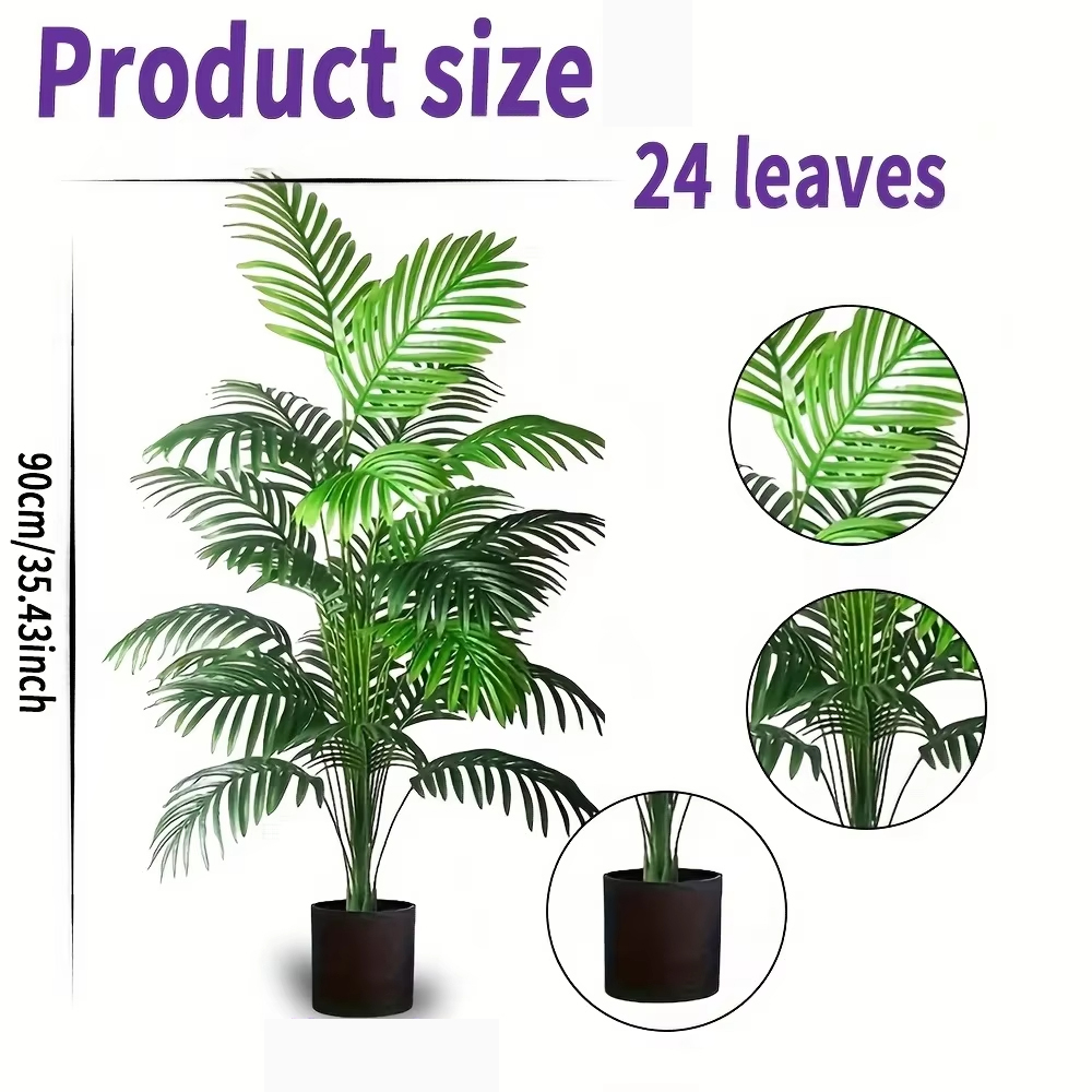 24枚の葉を持つアレカヤシの人工観葉植物、鉢植えのプラスチッ - Dracaena Marginata のレビューと価格