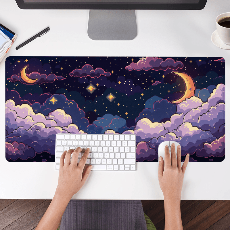 紫の星空雲柄マウスパッド - 滑り止め付き特大ドリーミーゲー - Tradescantia Purple のレビューと価格