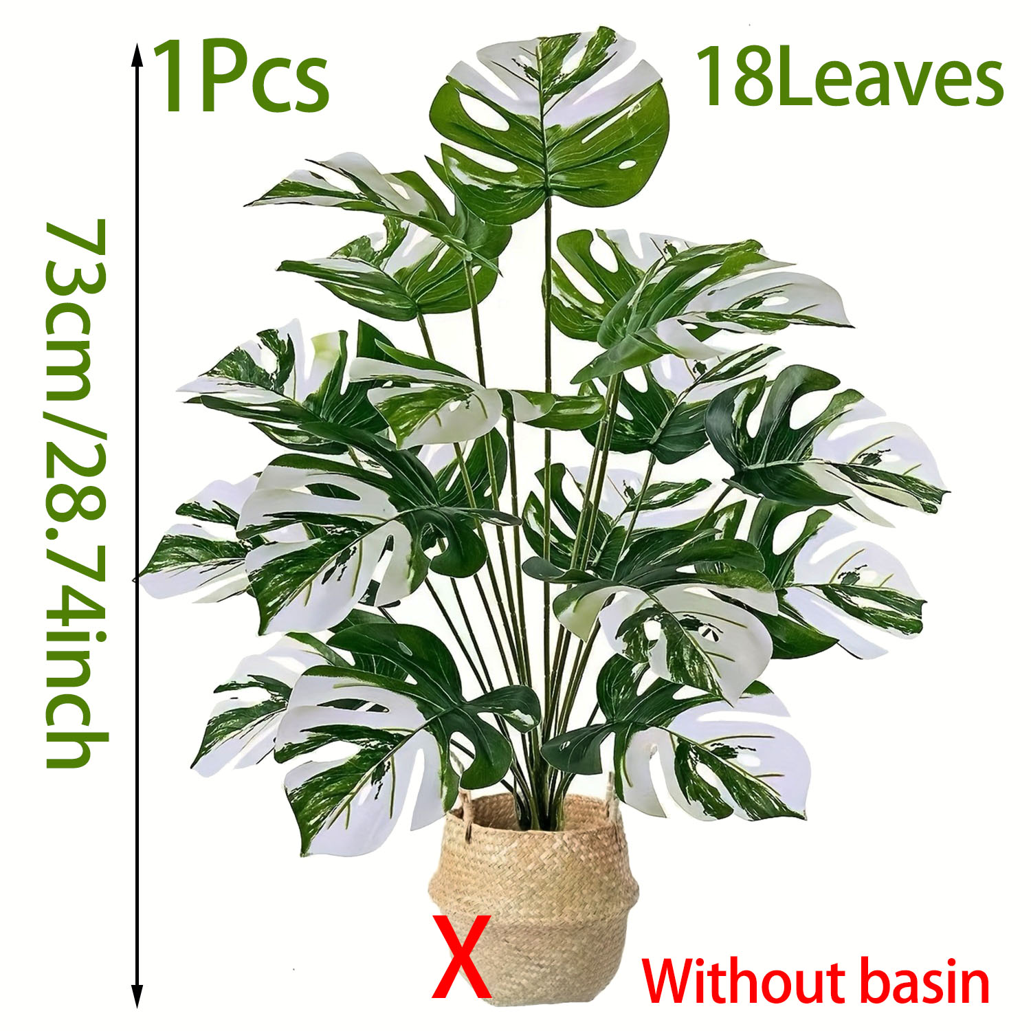 リアルな人工モンステラ植物、白い縞模様の葉付き - 屋内/屋 - Dracaena Marginata のレビューと価格